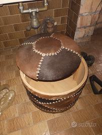 Coppia Puff vintage in pelle anni 70