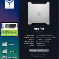 MacPro5.1, 6-Core, 64GB, K600 1GB, Sonoma, Wi-Fi