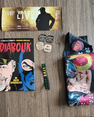 Vasco Rossi token biglietto Diabolik spilla ecc