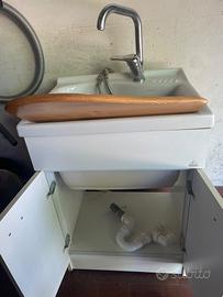 Lavello Dolomite in ceramica con mobile