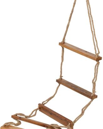 Scala sospesa in juta 5 gradini in legno 175x40cm