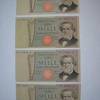 4 Banconote 1000 Lire G.Verdi con 1969 Serie UA