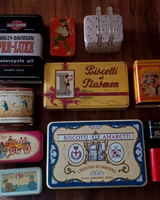 Lotto scatole pubblicitarie in latta vintage 
