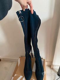 Botas altas azules con cremallera zara 37