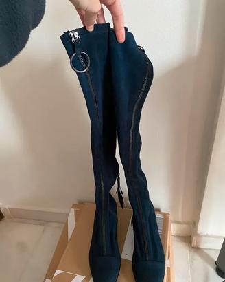 Botas altas azules con cremallera zara 37