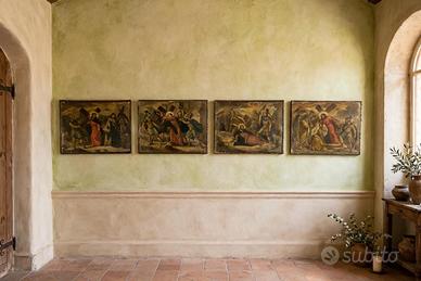 Quattro tele antiche, via crucis -oleografie