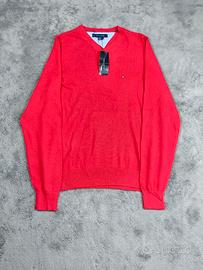Maglione Tommy Hilfiger Rosso Scollo a V taglia S