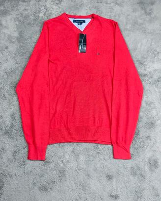 Maglione Tommy Hilfiger Rosso Scollo a V taglia S