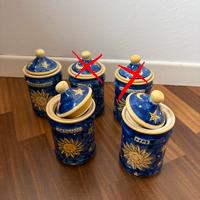 3 barattoli vintage ceramica dipinta a mano