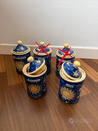 3 barattoli vintage ceramica dipinta a mano