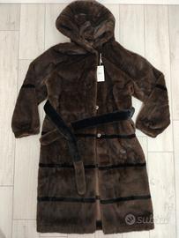 Ecopelliccia sintetica lunga marrone tg XL 46