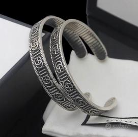 Bracciale da uomo in argento 925 con doppia G