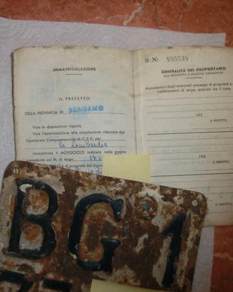 Libretto Targa originale Innocenti Lambretta 1954