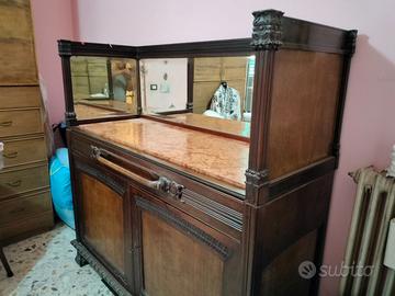 Credenza Liberty  specchiera e piano in marmo rosa