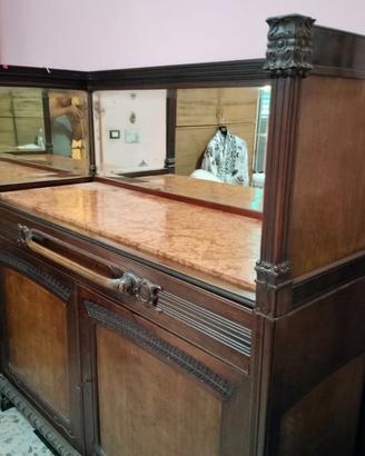 Credenza Liberty  specchiera e piano in marmo rosa