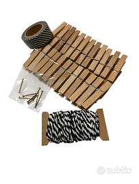 Portafoto fai da te diy 24 mollettine in legno