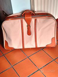 Valigia vintage in tela + trolley Delsey plastica