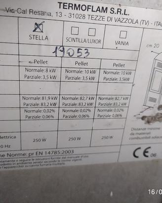 stufa a pellet  thermoflam mod stella 8 kw