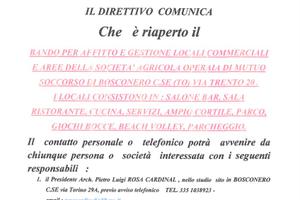 Bando gestione locali commerciali