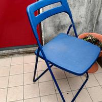 Set 4 sedie pieghevoli in metallo blu robuste