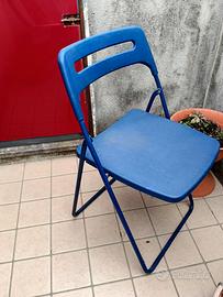 Set 4 sedie pieghevoli in metallo blu robuste