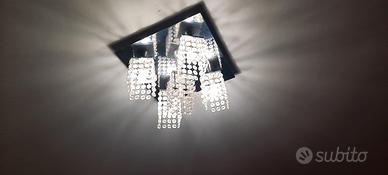 Lampadario e 2 abat jour con cristalli