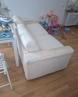 Divano letto 3 posti bianco con materasso 
