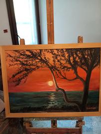 Quadro olio su tela tramonto 50x70 