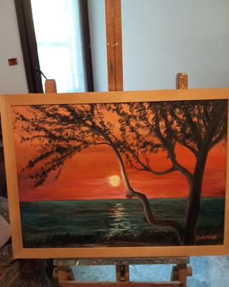 Quadro olio su tela tramonto 50x70 