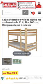 LETTO A CASTELLO LEGNO MASSELLO  STEINER SHOPPING