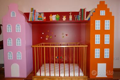 Armadi a forma di casette e libreria da bambini