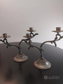 2 candelabri peltro vintage anni '50/60