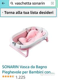 vaschetta piegh neonati con cuscino riduttore rosa