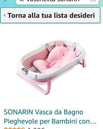 vaschetta piegh neonati con cuscino riduttore rosa