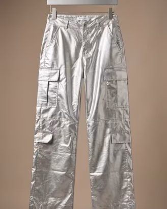 Pantalone cargo argentato nuovo con etichetta