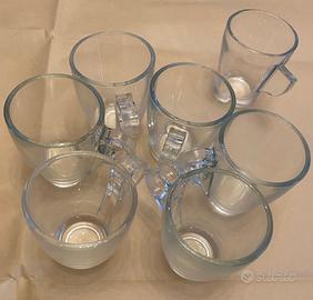 Tazzine da caffe vetro 6+1 più 2 tazze da the