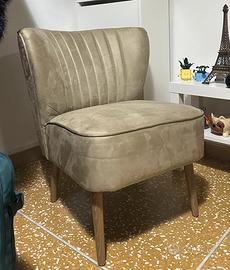 Poltrona velluto beige design moderno