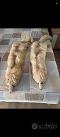 Coppia di stole vintage volpe bianca