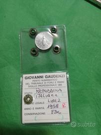 moneta 2 lire 1958 periziata fdc