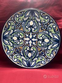 Piatto Ceramica Decorato a Mano Firma Spagna 1981