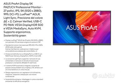 Monitor 5K ASUS PA27JCV Nuovo con sigilli Garanzia
