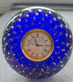 Orologio da tavolo  in vetro Murano blu Venini 98.