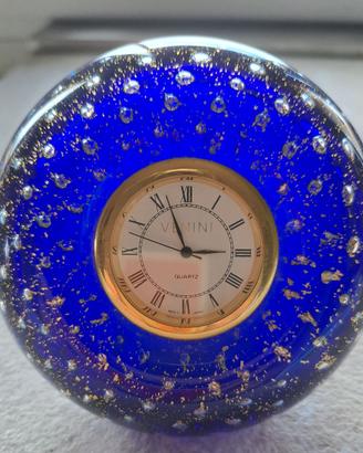 Orologio da tavolo  in vetro Murano blu Venini 98.