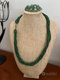 Set collana e bracciale verde giada