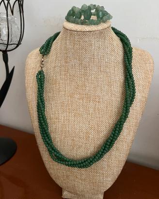 Set collana e bracciale verde giada
