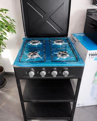 cucina a gas 60x60 nera con mensola d’appoggio
