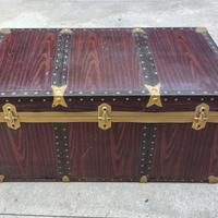 Baule vintage in propilene/legno/metallo marrone