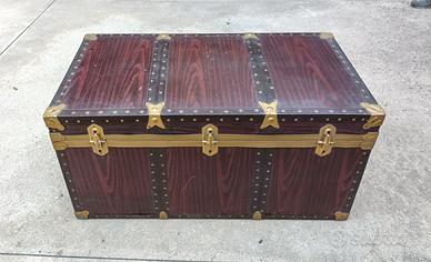 Baule vintage in propilene/legno/metallo marrone