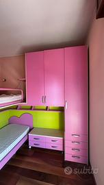 cameretta moretti compact per bambini, due letti