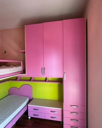 cameretta moretti compact per bambini, due letti